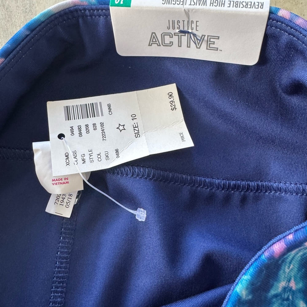 Justice Blue and Pink Tie-Dye Leggings NWT 10 - Picture 2 of 3